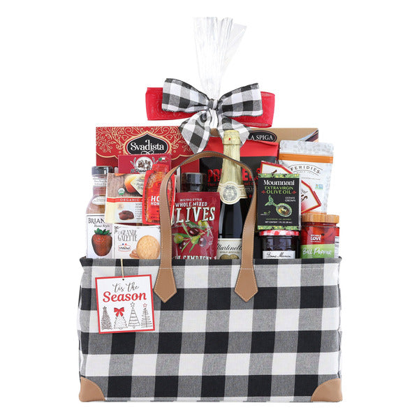 Canvas Tote GIft Basket, 106.36 oz Plaid